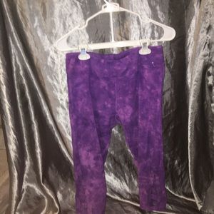 Purple tie dye yoga pants
